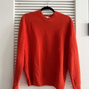 Alex Mill 100% Cashmere Women's Crewneck Sweater in Bright Orange